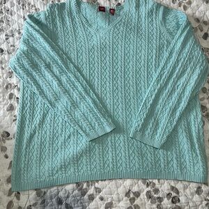 Valerie Stevens Aqua Cable Knit Top 100%cotton